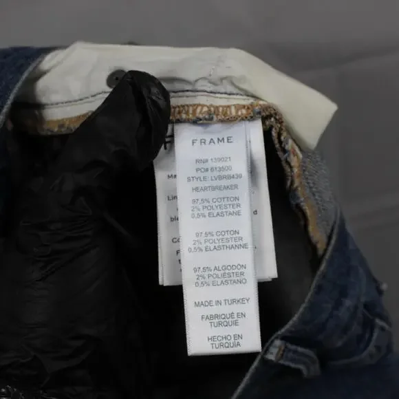 Frame Shorts Womens 24 Le Vintage Bermuda Heartbreaker Frayed Hem High Rise Blue - Picture 8 of 15